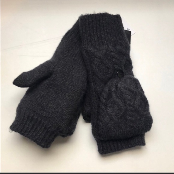 Sonoma Accessories - New Women's Sonoma Goods For Life Black Cable Stitch Flip-Top Winter Mittens